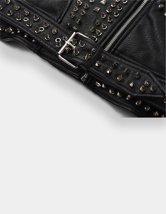 Women Steam-punk Studded Jacket Customized punk Motorcycle Jacket Studded Jacket